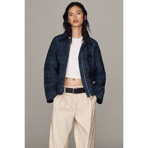 Barbour Anthropologie Women’s Baiton Plaid Corduroy Collar Jacket size 12 NWT
